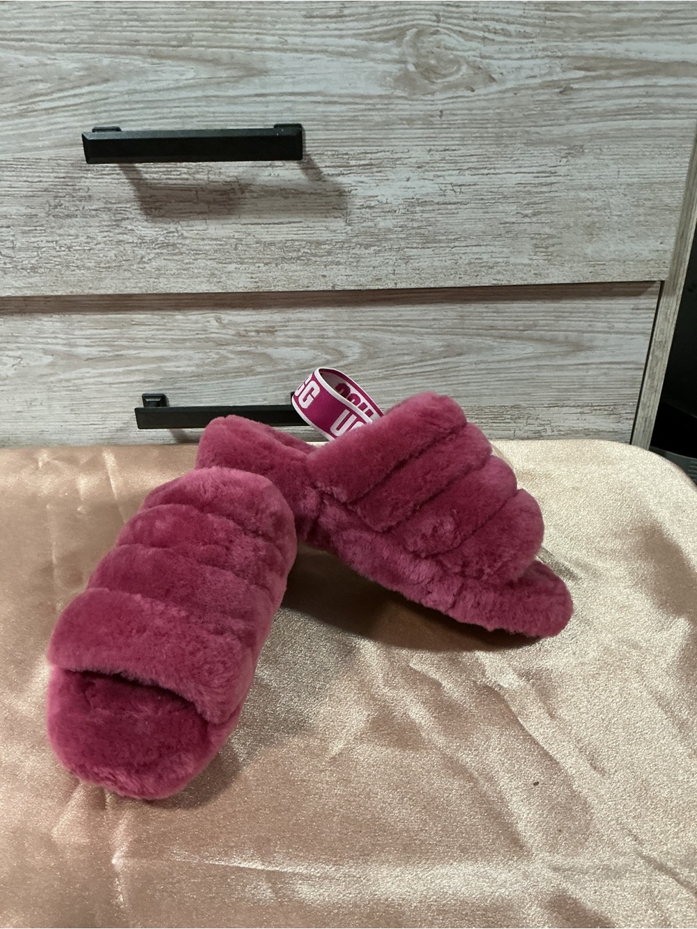 UGG Women’s Fuzzy Slide Slippers in Wine